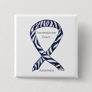 Badge Carré 5 Cm Neuroendocrinien Cancer Sensibilisation Ruban Pers