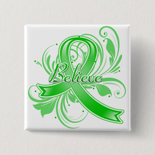 Badge Carré 5 Cm Neurofibromatose Croire Flourish Ribbon (Devant)