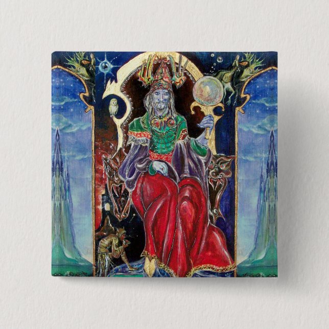 Badge Carré 5 Cm NEUROMANCER, bleu rouge (Devant)