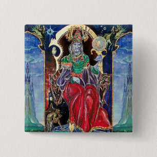 Badge Carré 5 Cm NEUROMANCER, bleu rouge