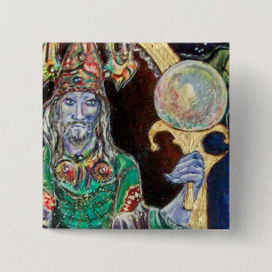 Badge Carré 5 Cm NEUROMANCER, bleu rouge