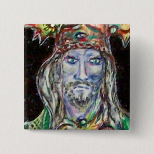 Badge Carré 5 Cm NEUROMANCER, bleu rouge