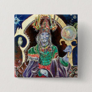 Badge Carré 5 Cm NEUROMANCER, bleu rouge