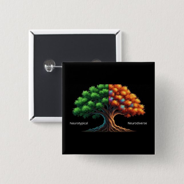 Badge Carré 5 Cm Neurotypical vs. Neurodiverse (Devant & derrière)