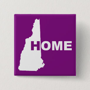 Badge Carré 5 Cm New Hampshire Accueil Éloigné de l'état Bouton Bad