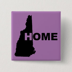 Badge Carré 5 Cm New Hampshire Accueil Éloigné de l'état Bouton Bad