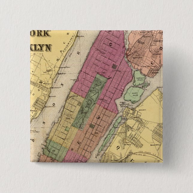 Badge Carré 5 Cm New York, Brooklyn (Devant)