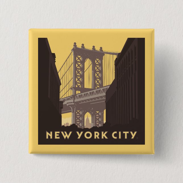 Badge Carré 5 Cm New York | Brooklyn Bridge (Devant)