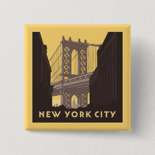 Badge Carré 5 Cm New York   Brooklyn Bridge