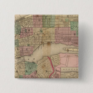 Badge Carré 5 Cm New York, Brooklyn Map par Mitchell