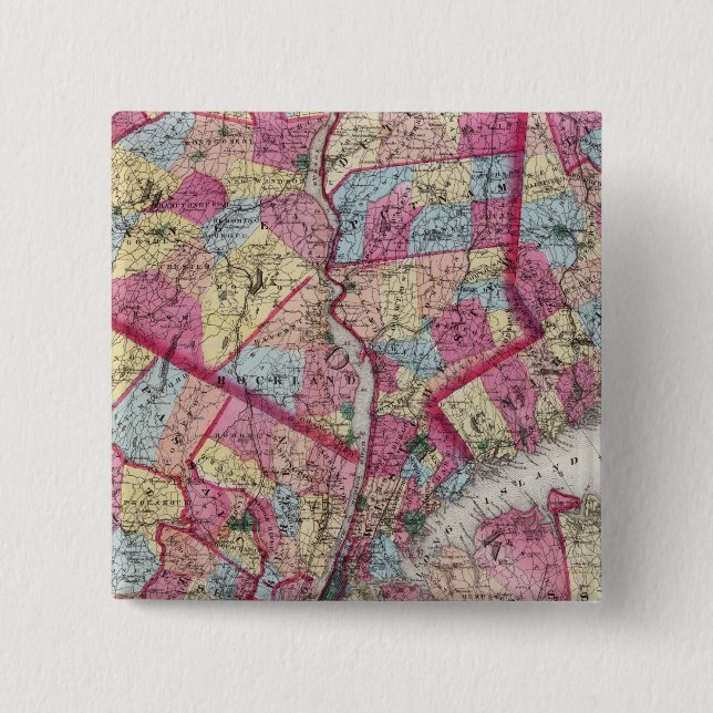 Badge Carré 5 Cm New York et environs (Devant)