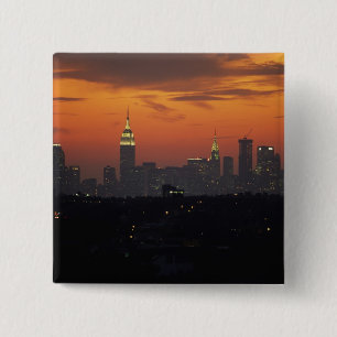 Badge Carré 5 Cm New York, États-Unis. Skyline de l'Upper Manhattan
