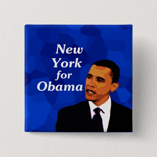 Badge Carré 5 Cm New York pour Obama (Devant)
