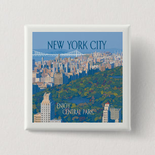 Badge Carré 5 Cm New York   Profitez de Central Park