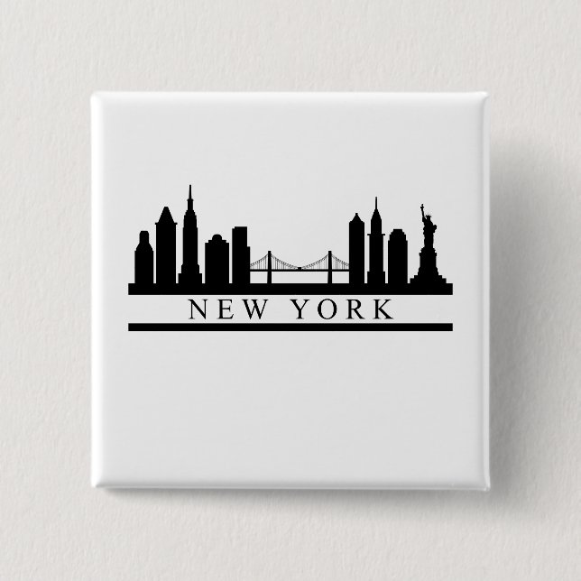 Badge Carré 5 Cm New York Skyline (Devant)