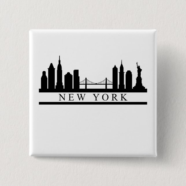 Badge Carré 5 Cm New York Skyline (Devant)