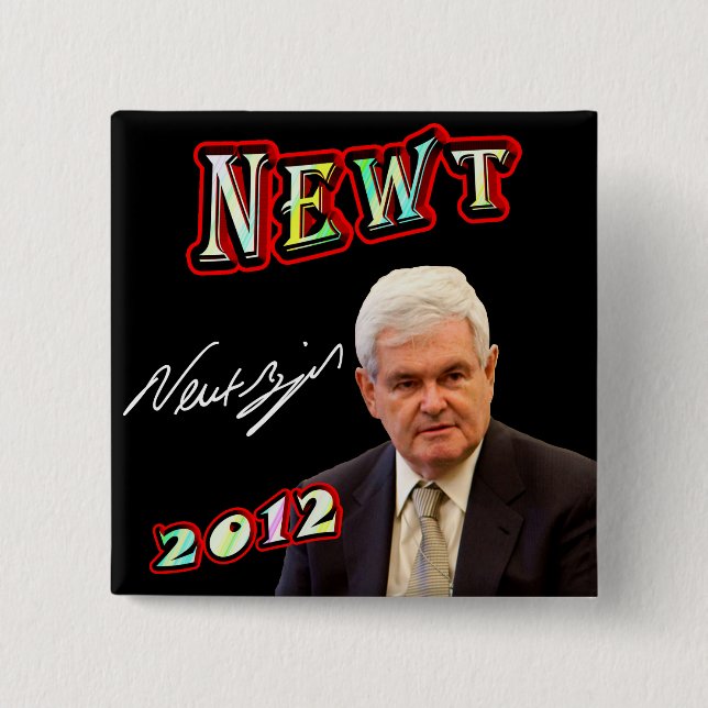 Badge Carré 5 Cm Newt Gingrich 2012 (Devant)