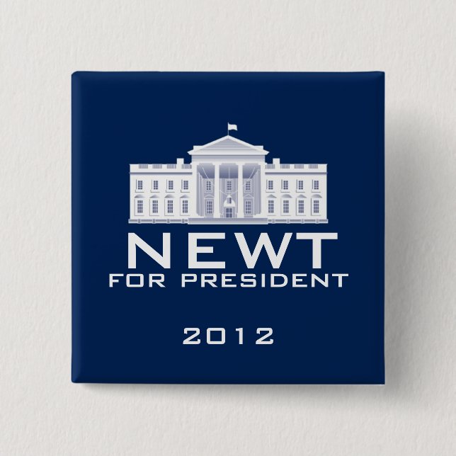 Badge Carré 5 Cm Newt Gingrich 2012 (Devant)