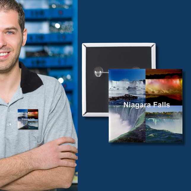 Badge Carré 5 Cm Niagara Falls New York (Niagara Falls New York Photo Views Pinback Button)