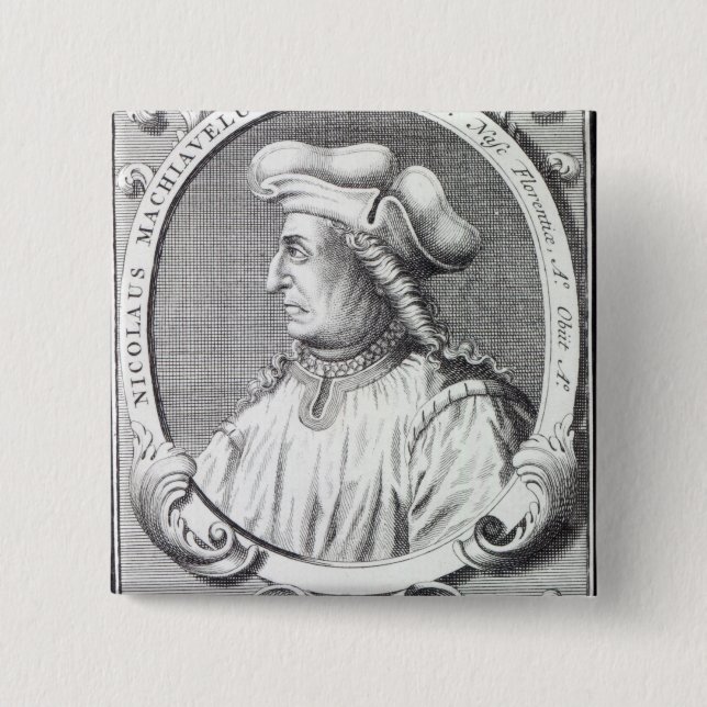 Badge Carré 5 Cm Niccolo Machiavelli, 1724 (Devant)