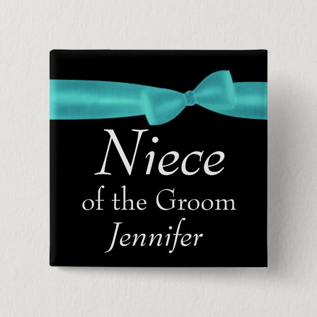 Badge Carré 5 Cm NIÈCE du nom fait sur commande Y128 de mariage (Devant)