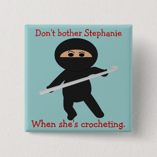 Badge Carré 5 Cm Ninja avec le bouton de crochet de crochet