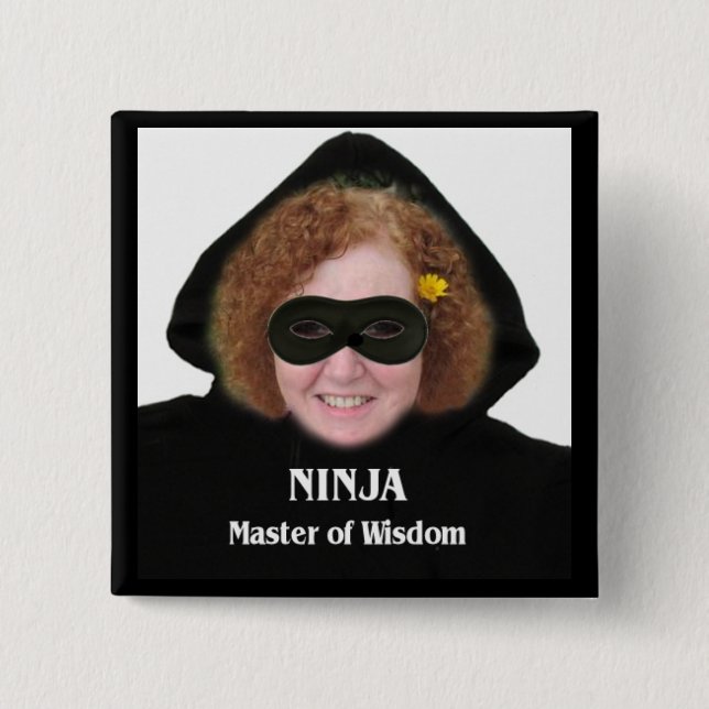 Badge Carré 5 Cm Ninja : Maître de la sagesse (Devant)