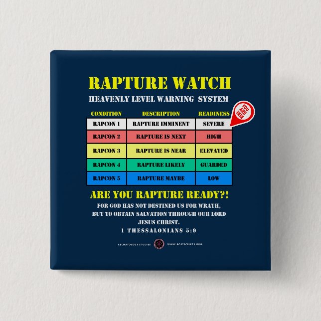 Badge Carré 5 Cm Niveaux-d'alerte-Rapture (Devant)