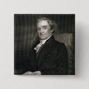 Badge Carré 5 Cm Noah Webster (1758-1843) gravé par Frederick W.