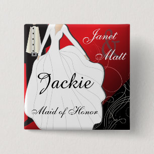 Badge Carré 5 Cm Noce rouge-foncé