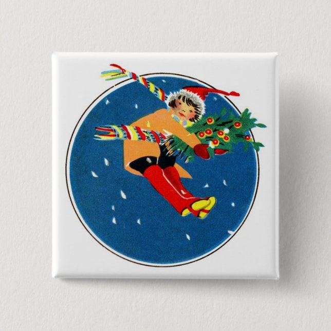 Badge Carré 5 Cm Noël (Devant)