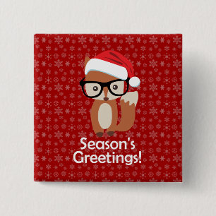 Badge Carré 5 Cm Noël animal mignon en verre de Fox de vacances de