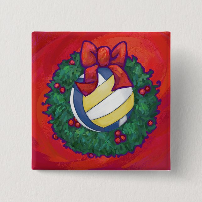 Badge Carré 5 Cm Noël de volleyball (Devant)
