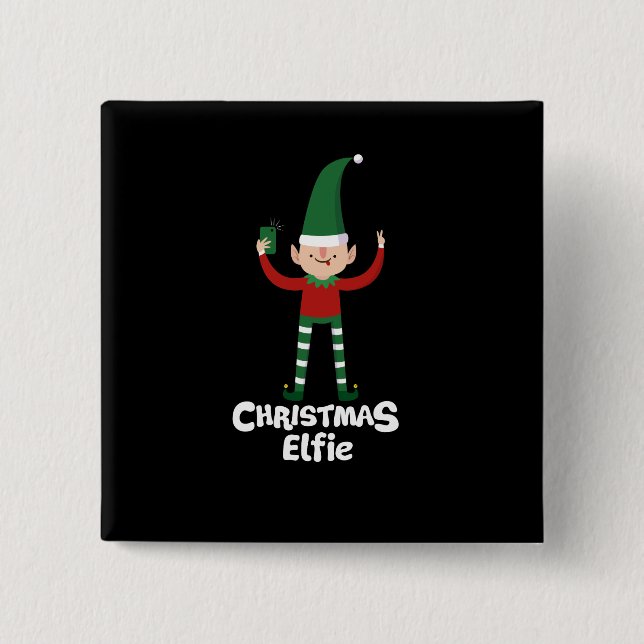 Badge Carré 5 Cm Noël drôle Elfie (Devant)