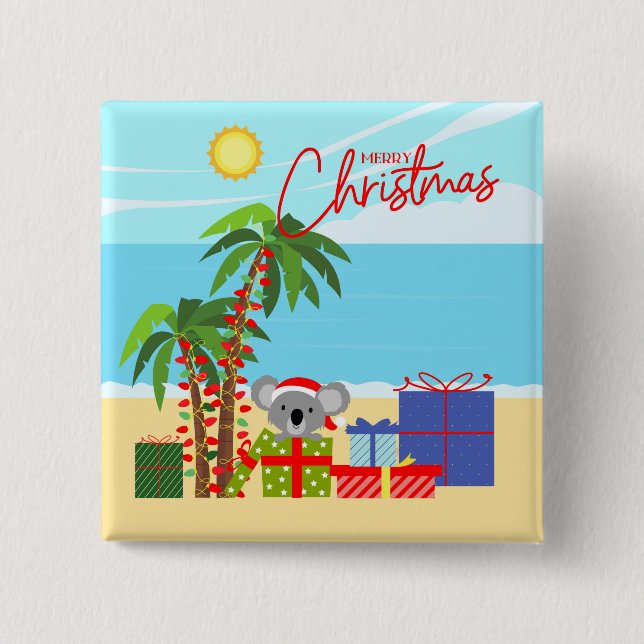 Badge Carré 5 Cm Noël en Australie (Devant)
