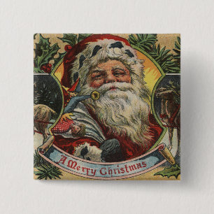 Badge Carré 5 Cm Noël GreetingSanta et renne