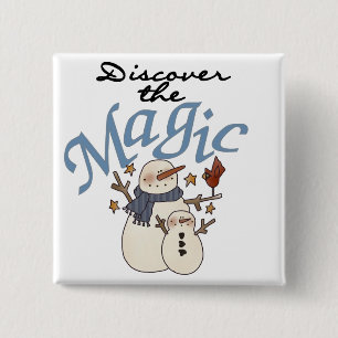 Badge Carré 5 Cm Noël magique Snowman