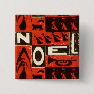 Badge Carré 5 Cm Noel Rouge