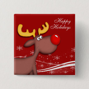 Badge Carré 5 Cm Noël Rudolf