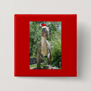 Badge Carré 5 Cm Noël T-Rex Dinosaur