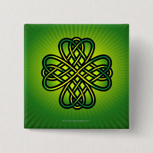 Badge Carré 5 Cm Noeud celtique sur la lueur verte