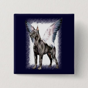 Badge Carré 5 Cm Noir d'ange de great dane