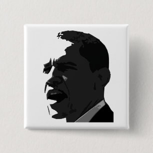 Badge Carré 5 Cm Noir de Barack Obama sur le bouton de carré blanc