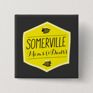 Badge Carré 5 Cm Noir de bouton de logo de mamans de Somerville