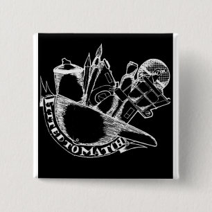Badge Carré 5 Cm Noir et blanc adapté au bouton de match