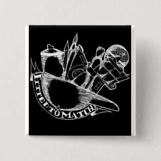Badge Carré 5 Cm Noir et blanc adapté au bouton de match