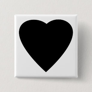 Badge Carré 5 Cm Noir et Blanc Love Heart Design.