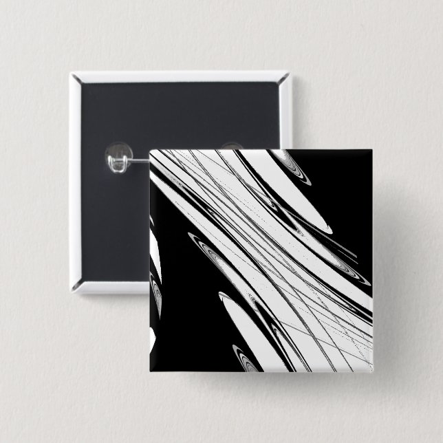 Badge Carré 5 Cm Noir et Blanc Moderne (Devant & derrière)