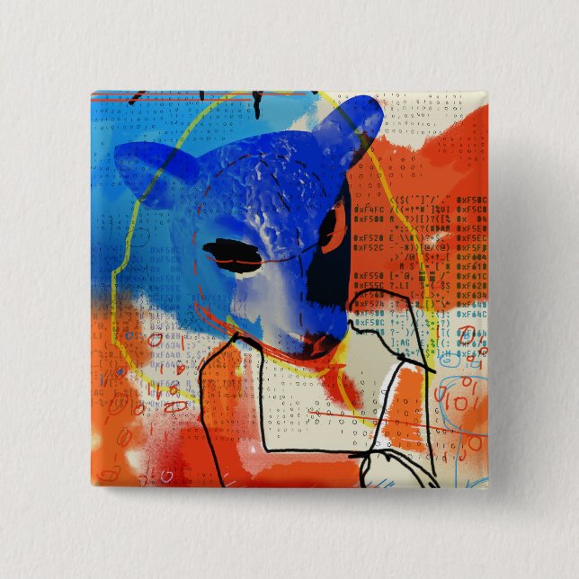 Badge Carré 5 Cm Noir orphelin | Mk - silhouette de masque de (Devant)