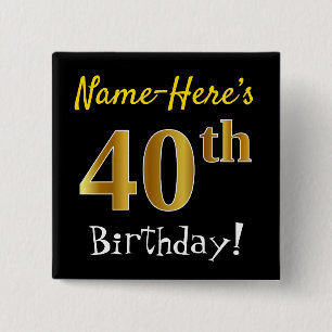 Badge Carré 5 Cm Noircissez, anniversaire d'or de Faux le